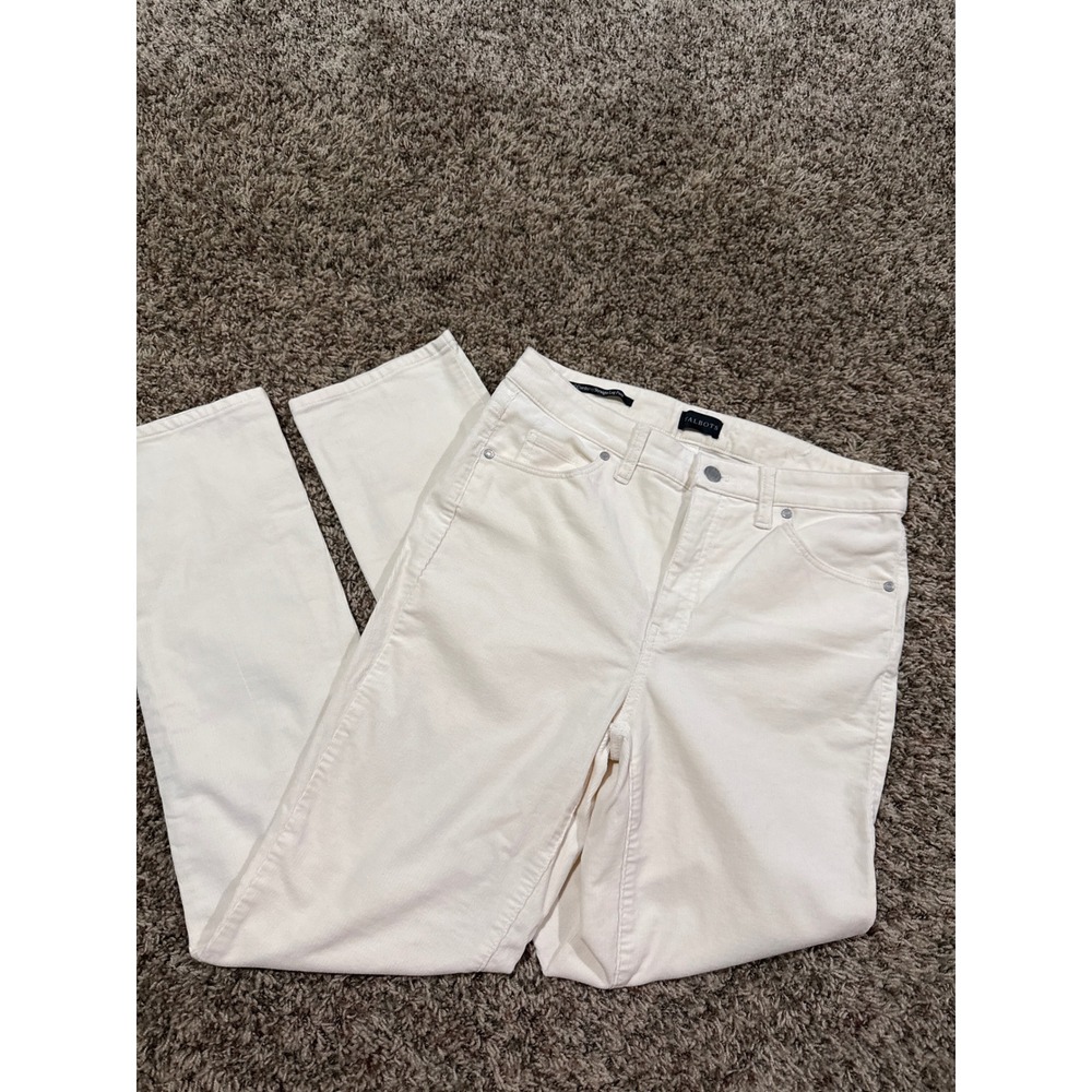 Talbots Womens Off White Corduroy Straight Leg Pants Indie Boho 4 Cream Fall